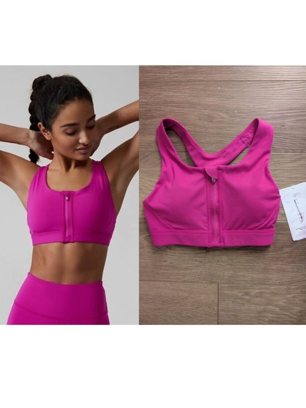 Athleta | Ultimate Zip Front Bra D-DD In Magenta